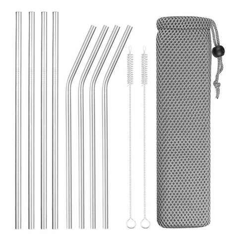 Image of Reusable Stainless Steel Drinking Straws 8Pcs